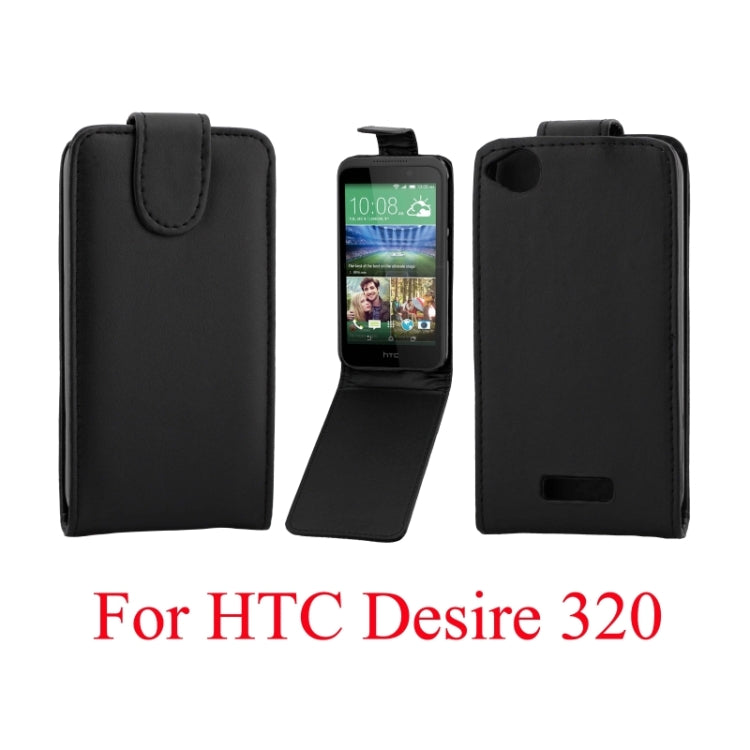 Vertical Flip Solid Color Leather Case for HTC Desire 320(Black)