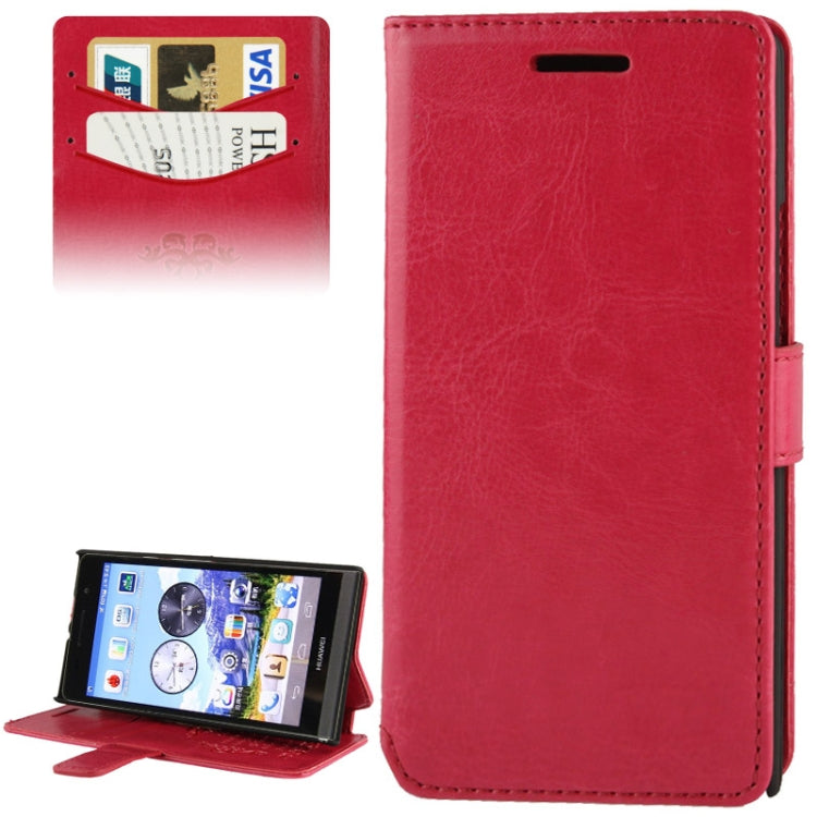 Fine Sheepskin Texture Flip Leather Case with Credit Card Slots & Holder for Huawei Ascend P6