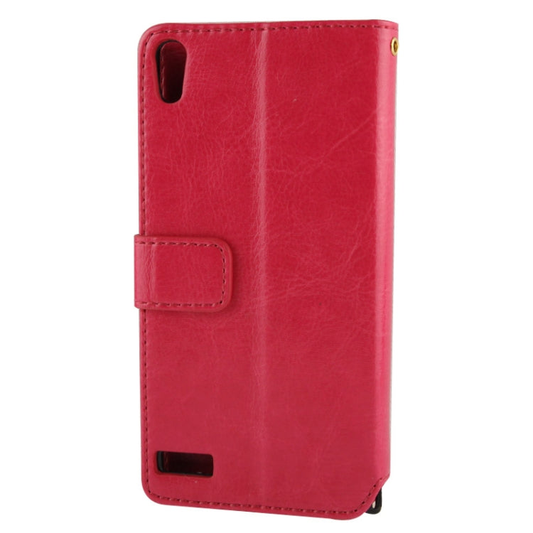 Fine Sheepskin Texture Flip Leather Case with Credit Card Slots & Holder for Huawei Ascend P6