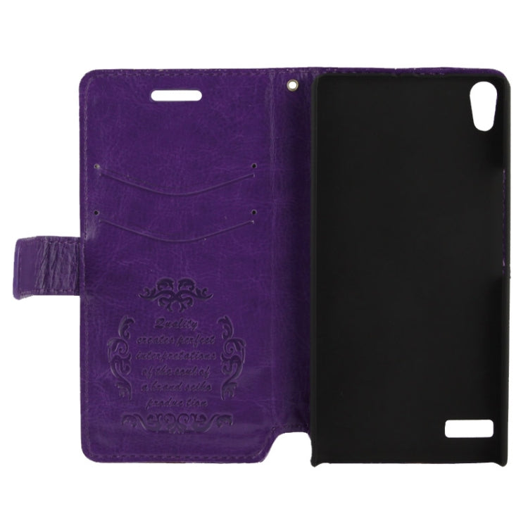 Fine Sheepskin Texture Flip Leather Case with Credit Card Slots & Holder for Huawei Ascend P6