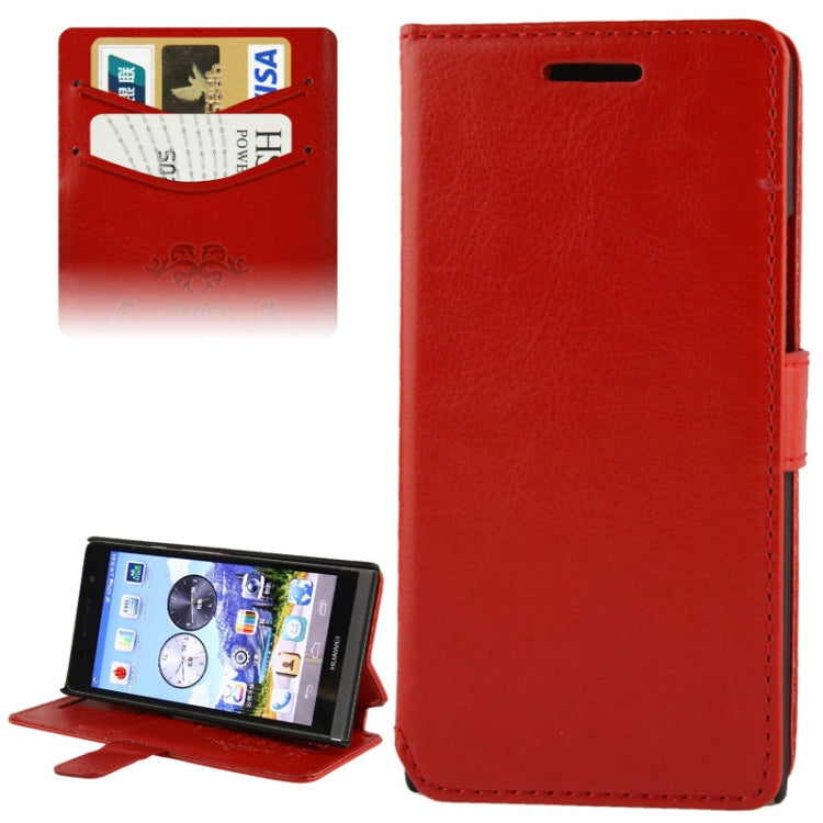 Fine Sheepskin Texture Flip Leather Case with Credit Card Slots & Holder for Huawei Ascend P6