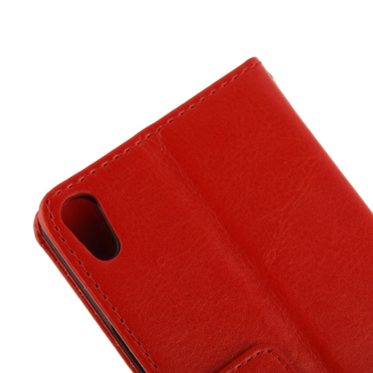 Fine Sheepskin Texture Flip Leather Case with Credit Card Slots & Holder for Huawei Ascend P6