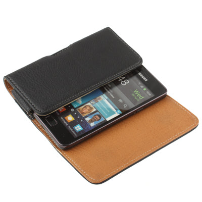 Universal Mobile Phone Leather Case / Bag with Clip for HTC , Size: 130 x 75 x 30mm(Black)