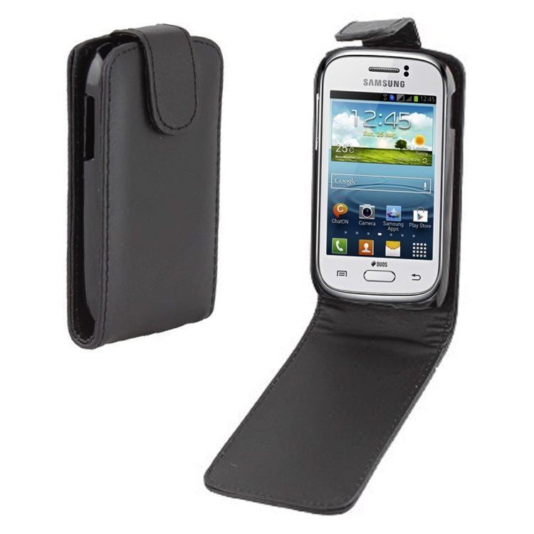 Vertical Flip Leather Case for Galaxy Young / S6310(Black)
