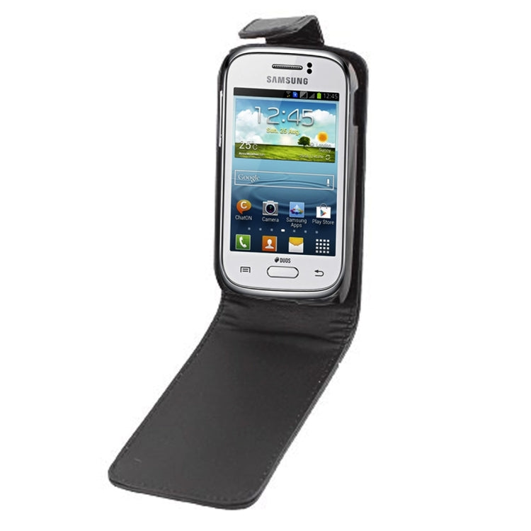 Vertical Flip Leather Case for Galaxy Young / S6310(Black)