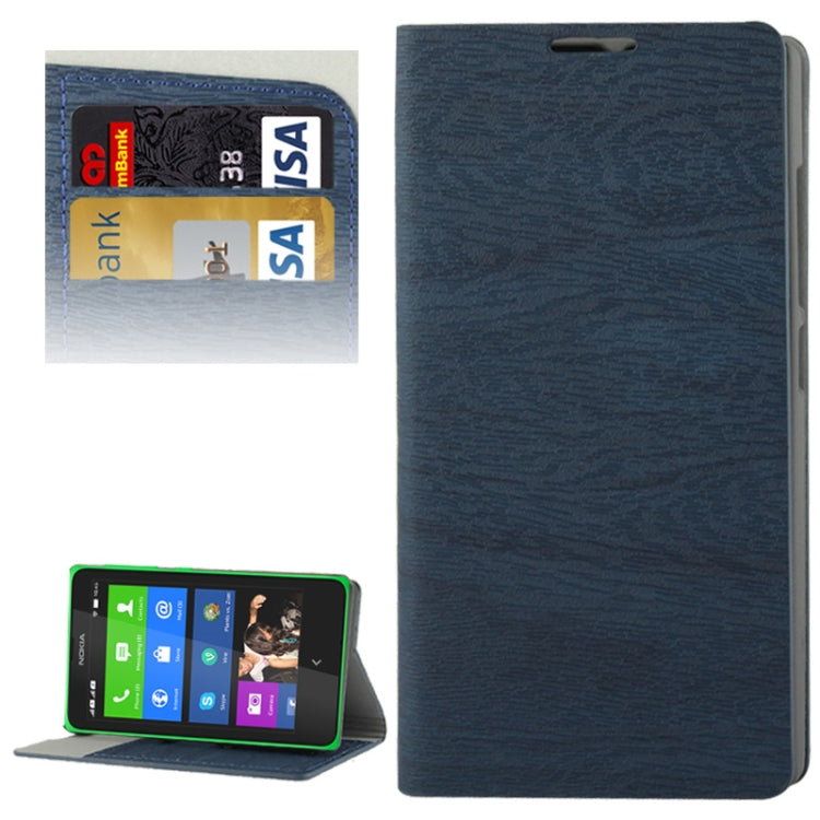 Wood Texture Leather Case with Credit Card Slots & Holder for Nokia X
