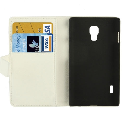 Litchi Texture Leather Case with Holder & Credit Card Slots for LG Optimus L7 II Dual / P715(White)