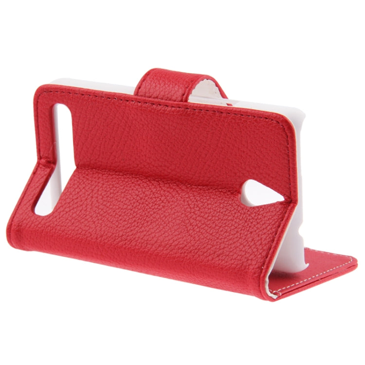 Litchi Texture Leather Case with Holder & Credit Card Slot for Sony Xperia E1