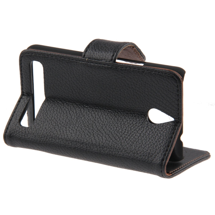 Litchi Texture Leather Case with Holder & Credit Card Slot for Sony Xperia E1