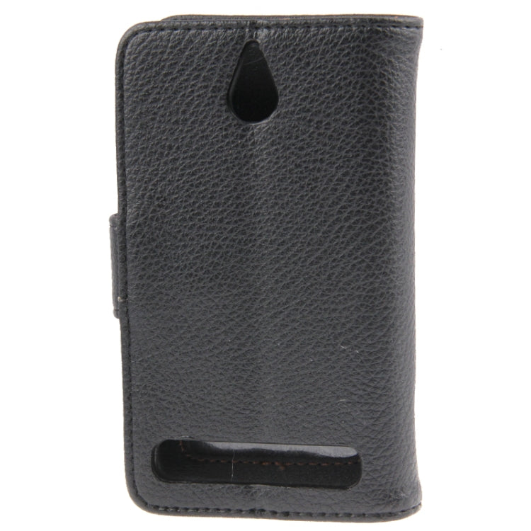 Litchi Texture Leather Case with Holder & Credit Card Slot for Sony Xperia E1