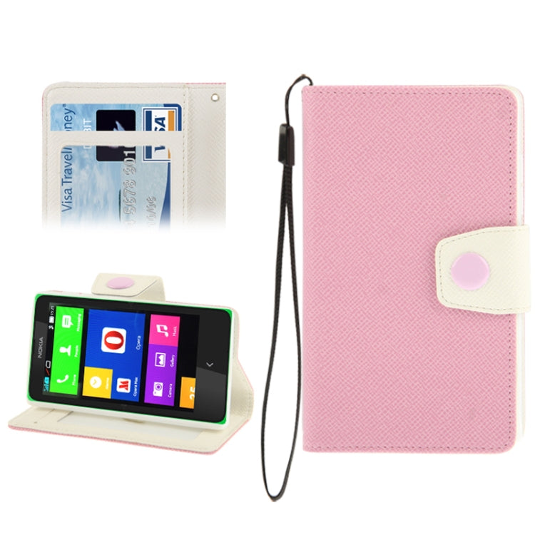 2-Color Series Cross Texture Leather Case with Credit Card Slots & Holder & Lanyard for Nokia X / X+