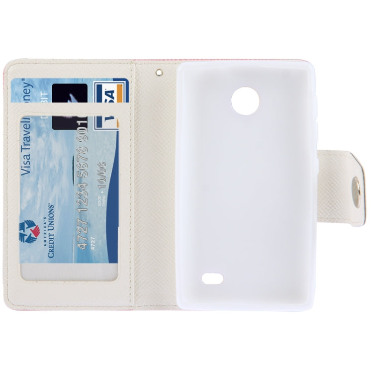 2-Color Series Cross Texture Leather Case with Credit Card Slots & Holder & Lanyard for Nokia X / X+