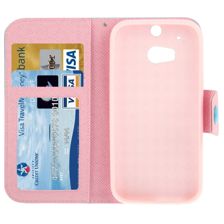 2-Color Series Cross Texture Leather Case with Credit Card Slots & Holder & Lanyard for HTC One / M8