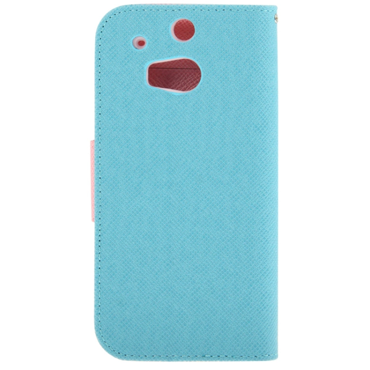 2-Color Series Cross Texture Leather Case with Credit Card Slots & Holder & Lanyard for HTC One / M8