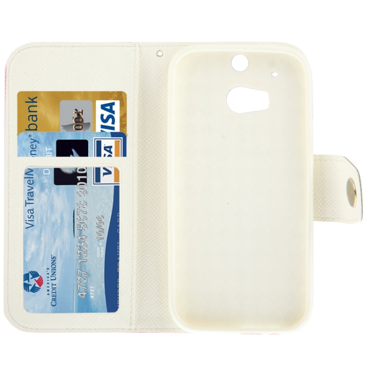 2-Color Series Cross Texture Leather Case with Credit Card Slots & Holder & Lanyard for HTC One / M8