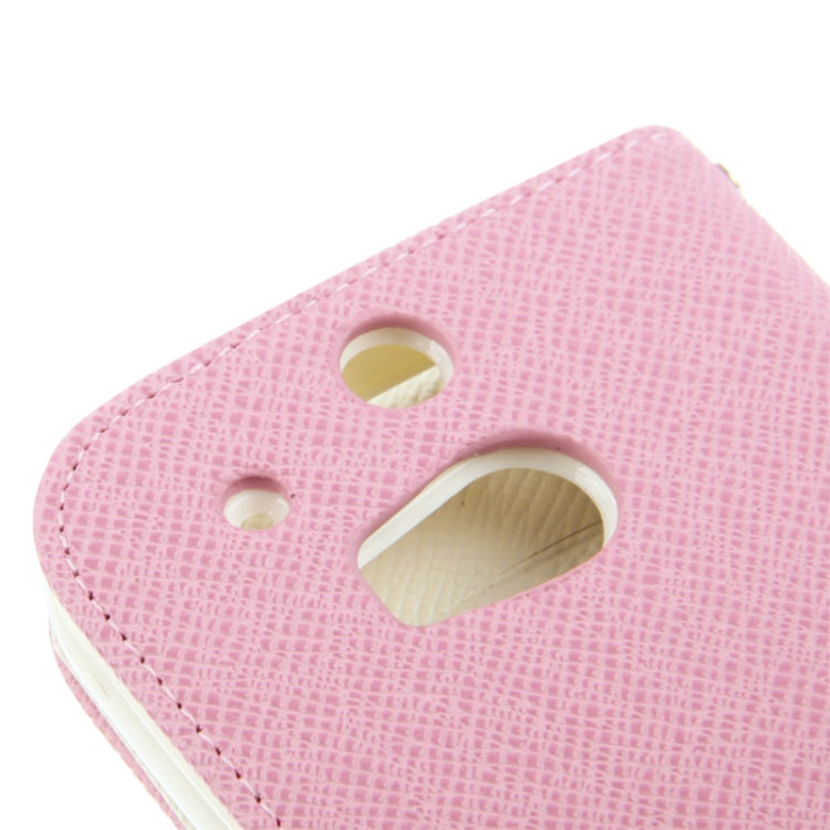 2-Color Series Cross Texture Leather Case with Credit Card Slots & Holder & Lanyard for HTC One / M8