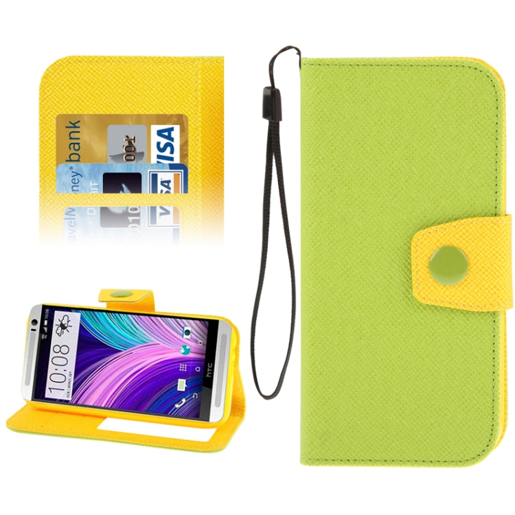 2-Color Series Cross Texture Leather Case with Credit Card Slots & Holder & Lanyard for HTC One / M8