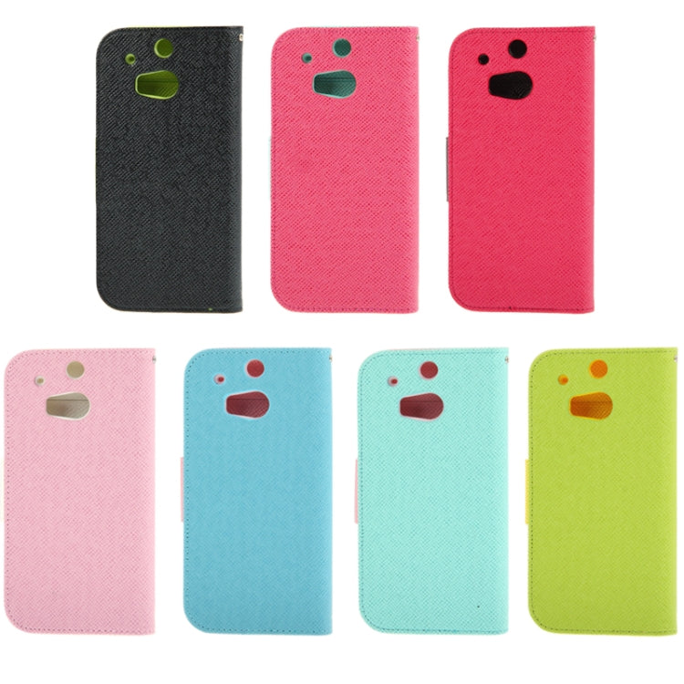 2-Color Series Cross Texture Leather Case with Credit Card Slots & Holder & Lanyard for HTC One / M8