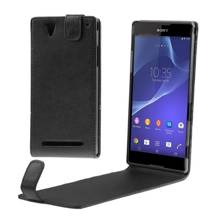 High Quality Vertical Flip Leather Case for Sony Xperia T2 Ultra / XM50h(Black)