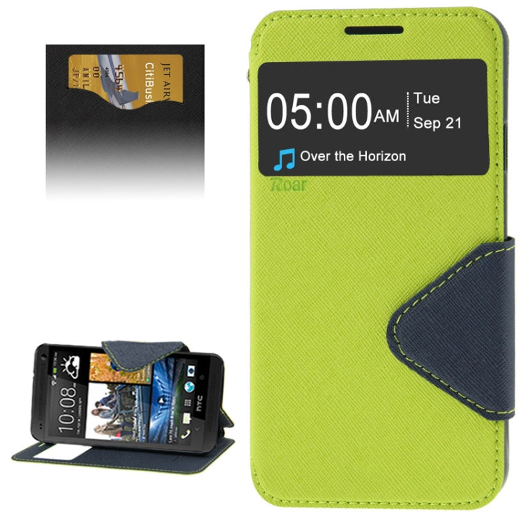 Roar Series Cross Texture Leather Case with Call Display ID & Credit Card Slots & Holder for HTC One M8