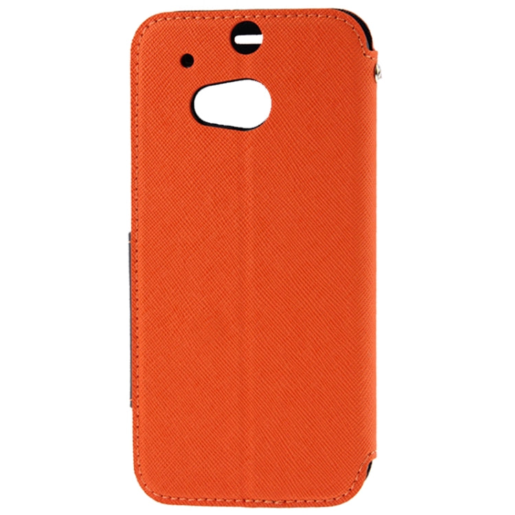 Roar Series Cross Texture Leather Case with Call Display ID & Credit Card Slots & Holder for HTC One M8