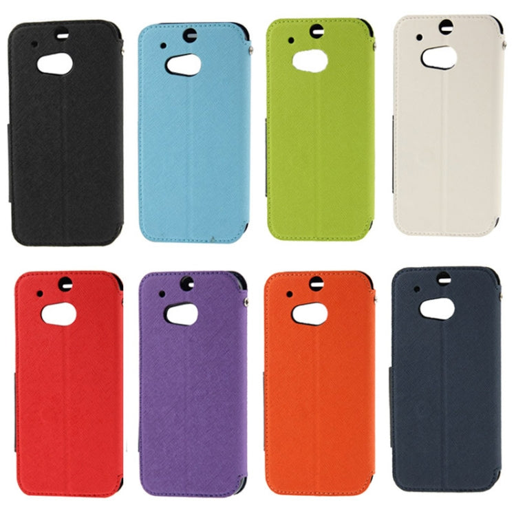 Roar Series Cross Texture Leather Case with Call Display ID & Credit Card Slots & Holder for HTC One M8