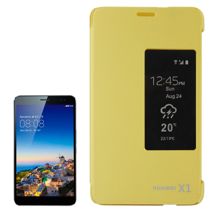 Brush Texture Flip Leather Case with Call Display ID for Huawei MediaPad X1