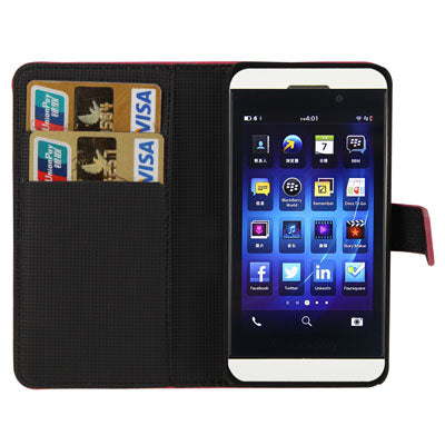 Litchi Texture Horizontal Flip Leather Case with Holder for Blackberry Z10