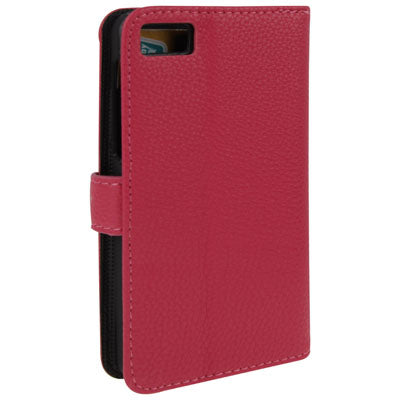 Litchi Texture Horizontal Flip Leather Case with Holder for Blackberry Z10