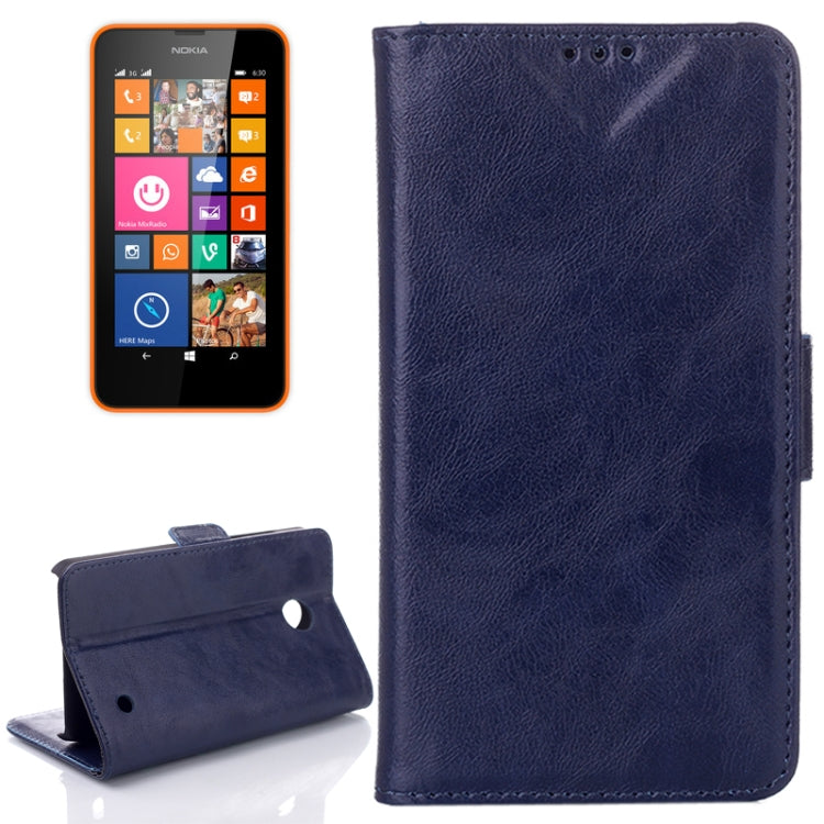 Oil Leather Case with Credit Card Slot & Holder for Nokia Lumia 630