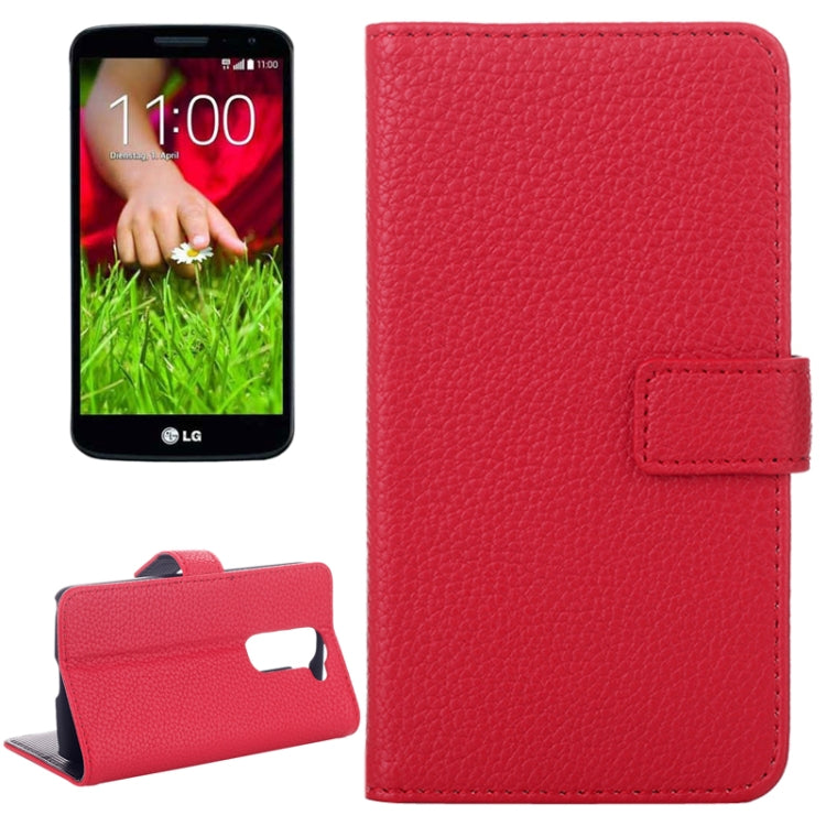 Litchi Texture Flip Leather Case with Credit Card Slots & Holder for LG G2 mini