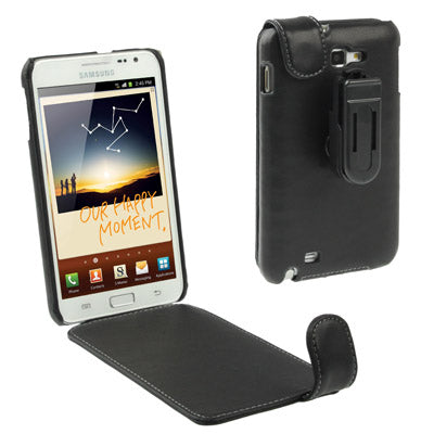 Genuine Leather Case with Clip for Galaxy Note / i9220 / N7000, Note LTE / N7005(Black)