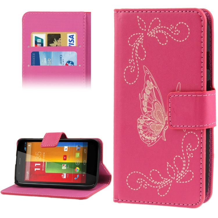 Butterfly Pattern Leather Case with Credit Card Slots & Holder for Motorola G / XT937C / XT1028 / XT1031