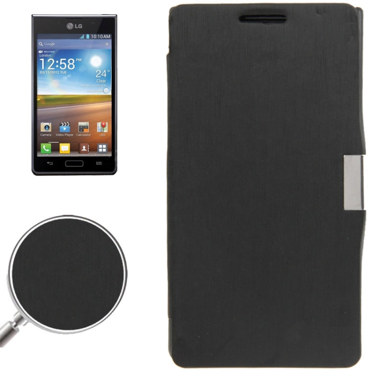 Brushed Texture Horizontal Flip Magnetic Buckle Leather Protective Case for LG Optimus L7