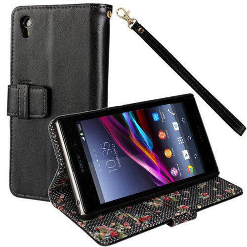Horizontal Flip Leather Case with Credit Card Slots & Holder & Lanyard for Sony Xperia Z2 / L50w(Black)