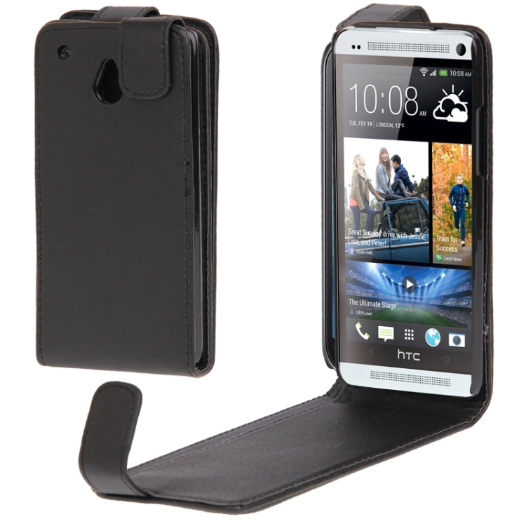 High Quality Vertical Flip Leather Case for HTC One mini / M4 / 601e (Black)