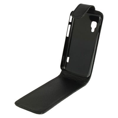 Pure Color Vertical Flip Leather Case for LG Optimus L5 II / E460 (Black)
