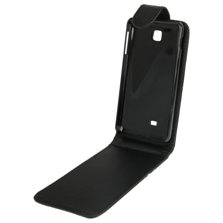 Pure Color Vertical Flip Leather Case for LG Optimus F5 (Black)