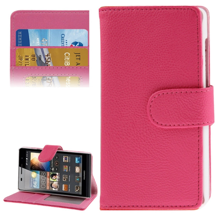 Litchi Texture Horizontal Flip Leather Case with Credit Card Slot & Holder for Huawei Ascend G6-T00 3G / P6 mini