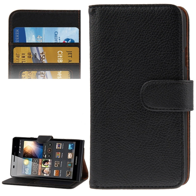 Litchi Texture Horizontal Flip Leather Case with Credit Card Slot & Holder for Huawei Ascend G6-T00 3G / P6 mini