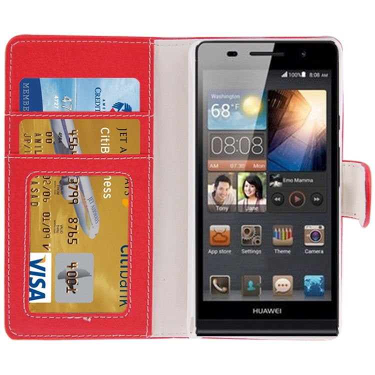 Litchi Texture Horizontal Flip Leather Case with Credit Card Slot & Holder for Huawei Ascend G6-T00 3G / P6 mini