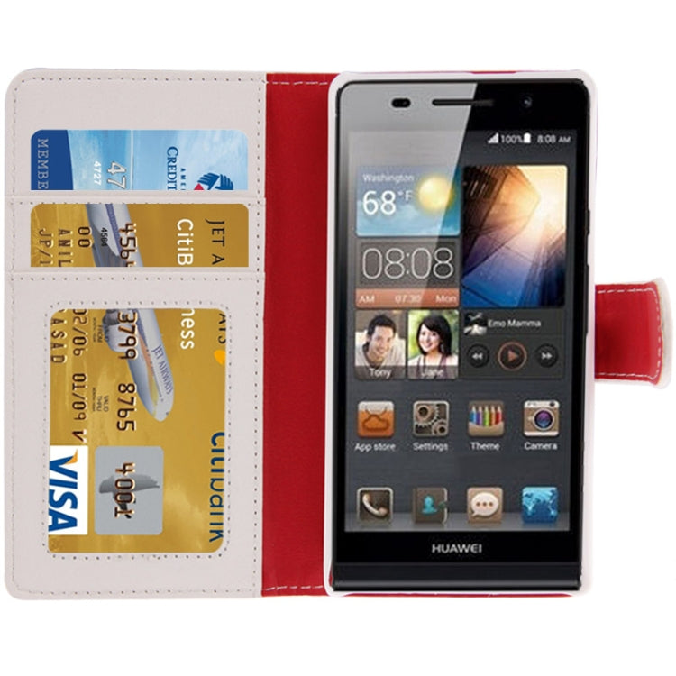 Litchi Texture Horizontal Flip Leather Case with Credit Card Slot & Holder for Huawei Ascend G6-T00 3G / P6 mini