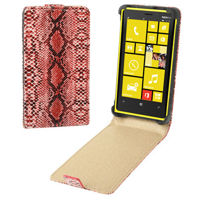 Snakeskin Texture Vertical Flip Leather Case for Nokia Lumia 820 (Red)