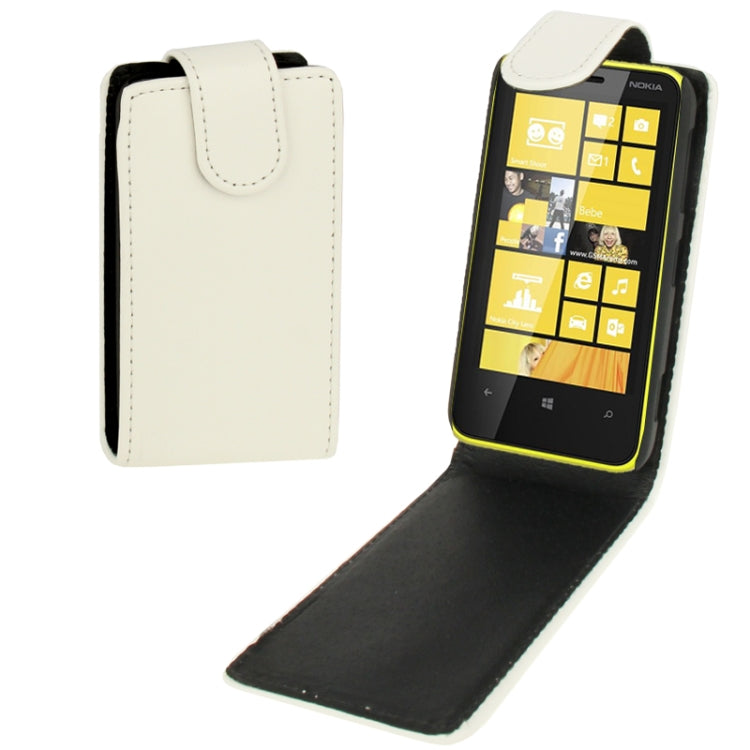 Crazy Horse Texture Vertical Flip Leather Case for Nokia Lumia 620 (White)