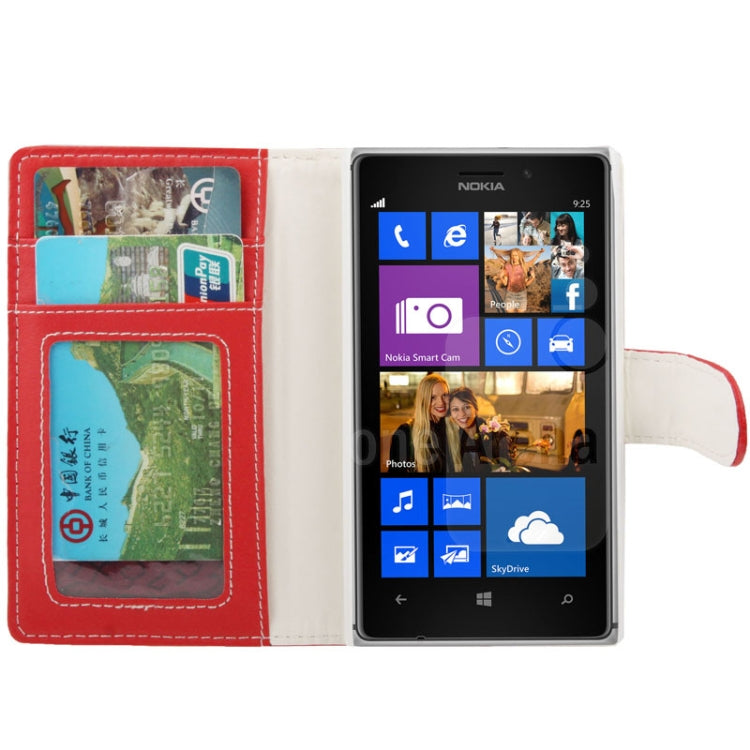 Gravel  Texture Leather Case with Holder & Credit Card Slots for Nokia Lumia 925 (Red)
