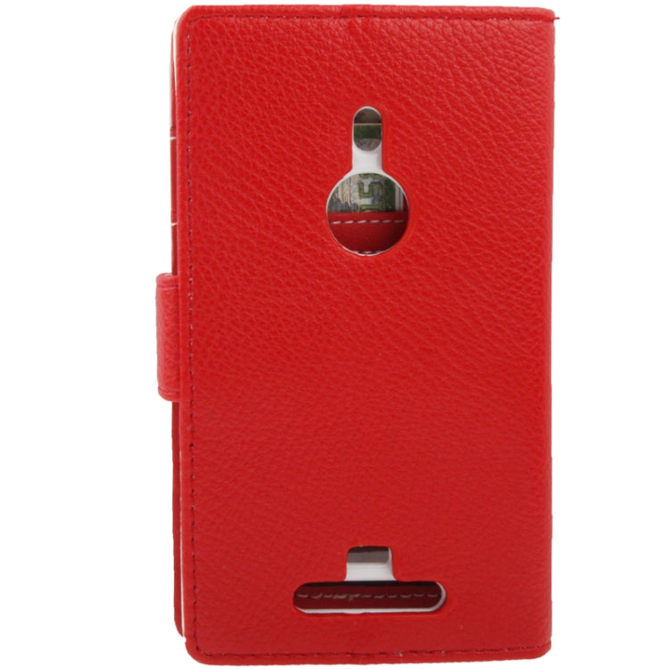 Gravel  Texture Leather Case with Holder & Credit Card Slots for Nokia Lumia 925 (Red)