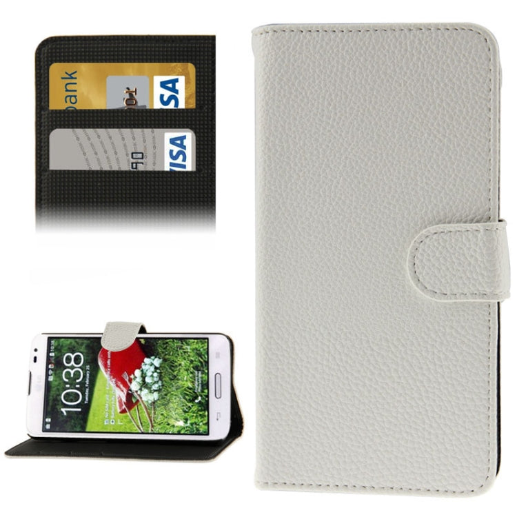 Litchi Texture Flip Leather Case with Credit Card Slots & Holder for LG L70 / Dual D325
