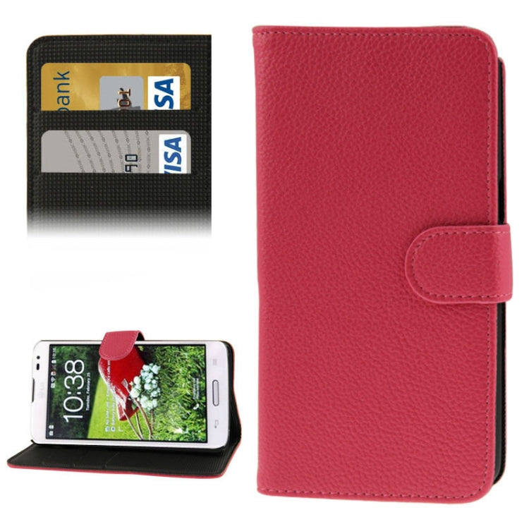 Litchi Texture Flip Leather Case with Credit Card Slots & Holder for LG L70 / Dual D325