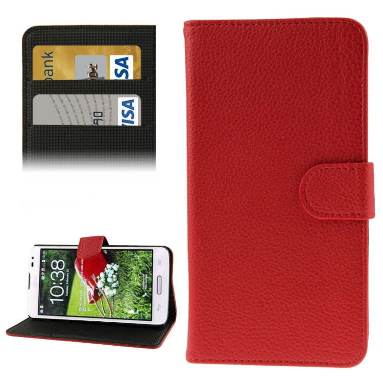Litchi Texture Flip Leather Case with Credit Card Slots & Holder for LG L70 / Dual D325