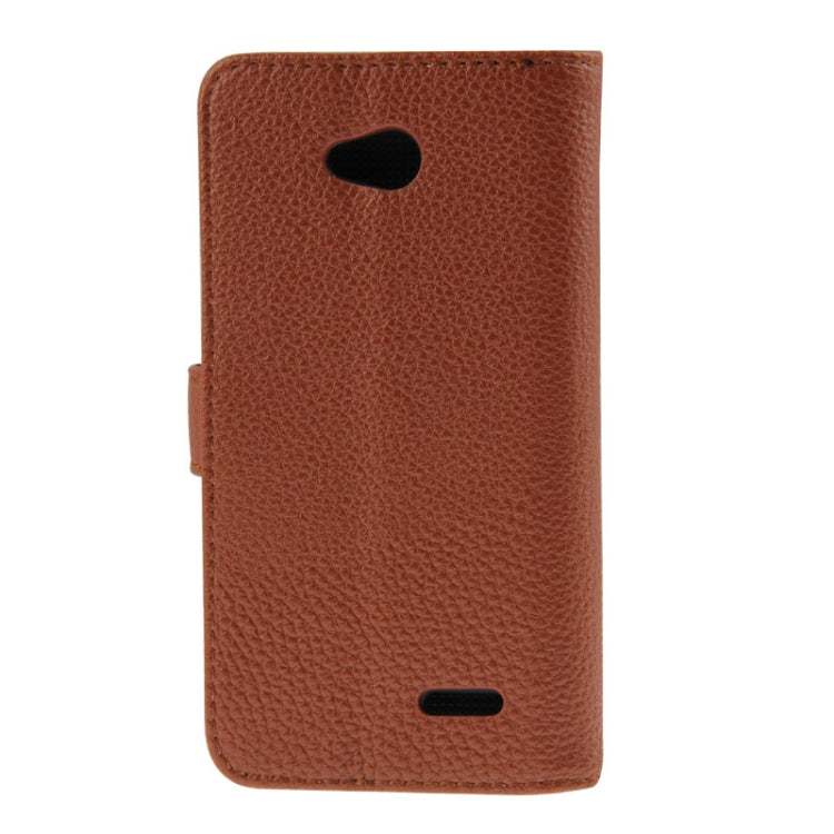 Litchi Texture Flip Leather Case with Credit Card Slots & Holder for LG L70 / Dual D325
